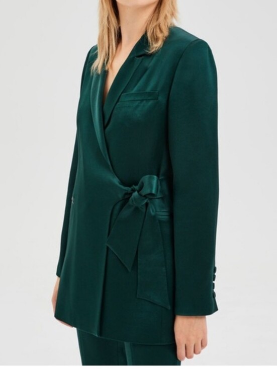 Lattelier Jackets & Blazers - Tie-Waist Emerald Green Women's Blazer Jacket